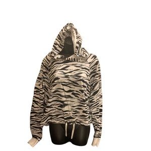 Dkny sport zebra striped long sleeve hoodie